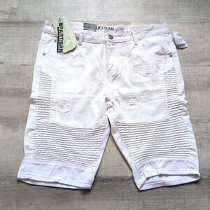 New Mens Partisan Denim Jeans Retro Distressed Size 36 Stretch Fit White